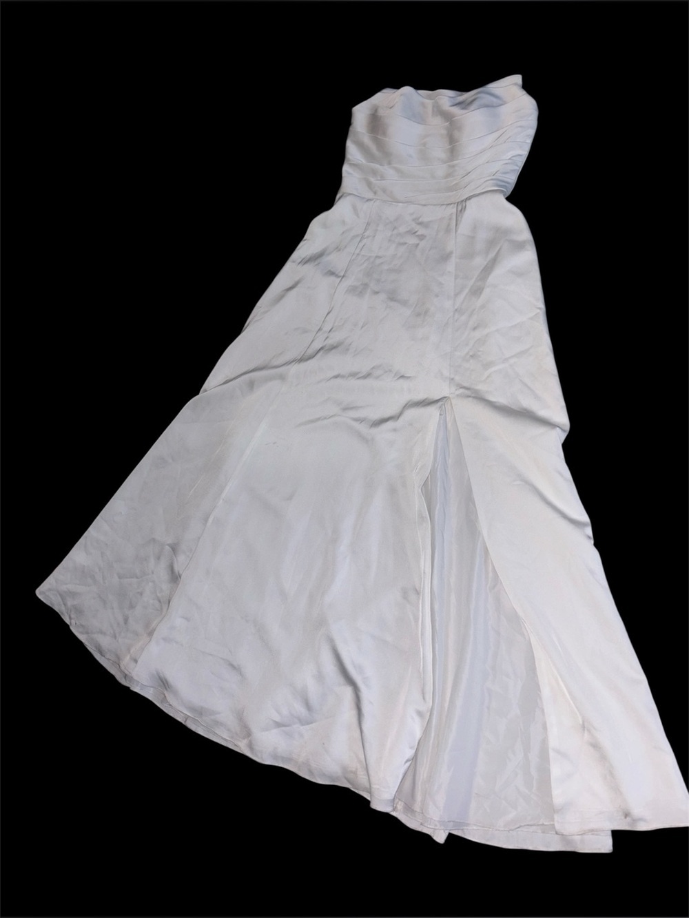 White Vintage 2000’s off shoulder Strapless simple elegant bridal Dress Sz 8